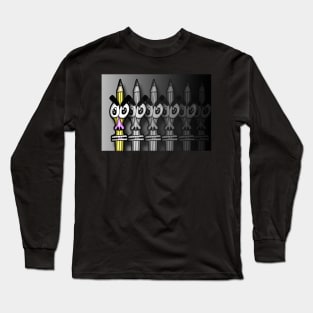 Angry Pencil Fade Out Greyscale Long Sleeve T-Shirt